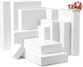 12 PCS Christmas Shirt Gift Boxes with Lids, 4'' Deep Large 4 Different Sizes White Assorted Cardboard Robe Boxes for