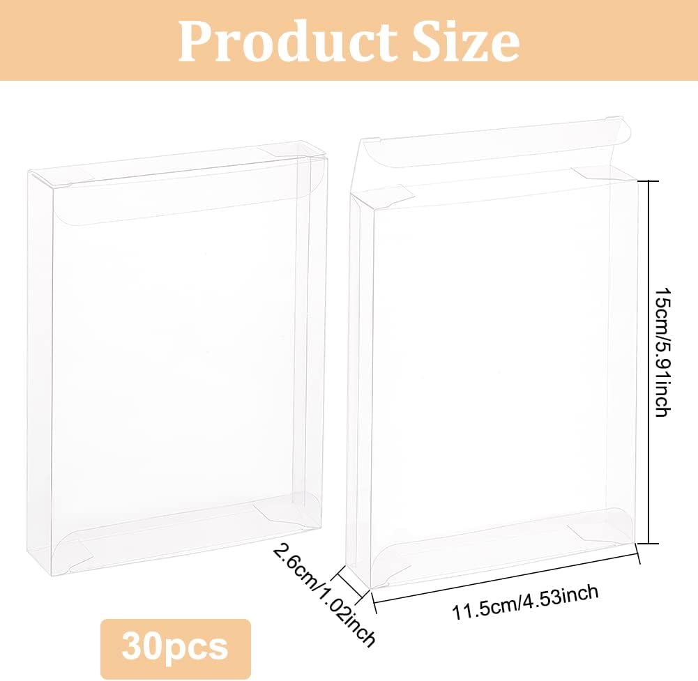 30PCS 4.5x1x5.9inch Clear Gift Box PVC Candy Treat Box Transparent Rectangle Wedding Favor Boxes for Treat Candy