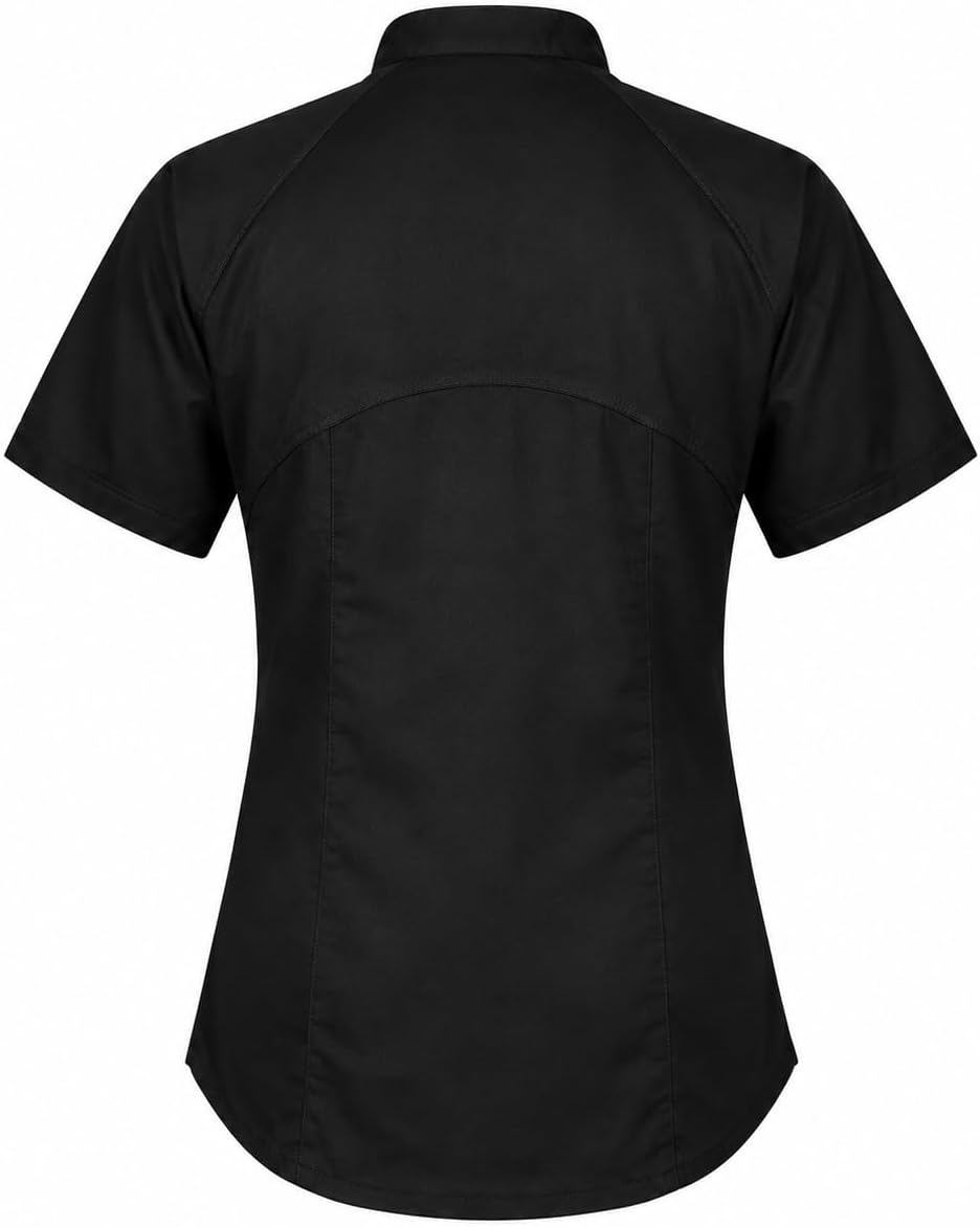 Union Women's Short Sleeve Chef Coat – Professional Ladies Chef Jacket for with Center Zipper and Mesh Panels
