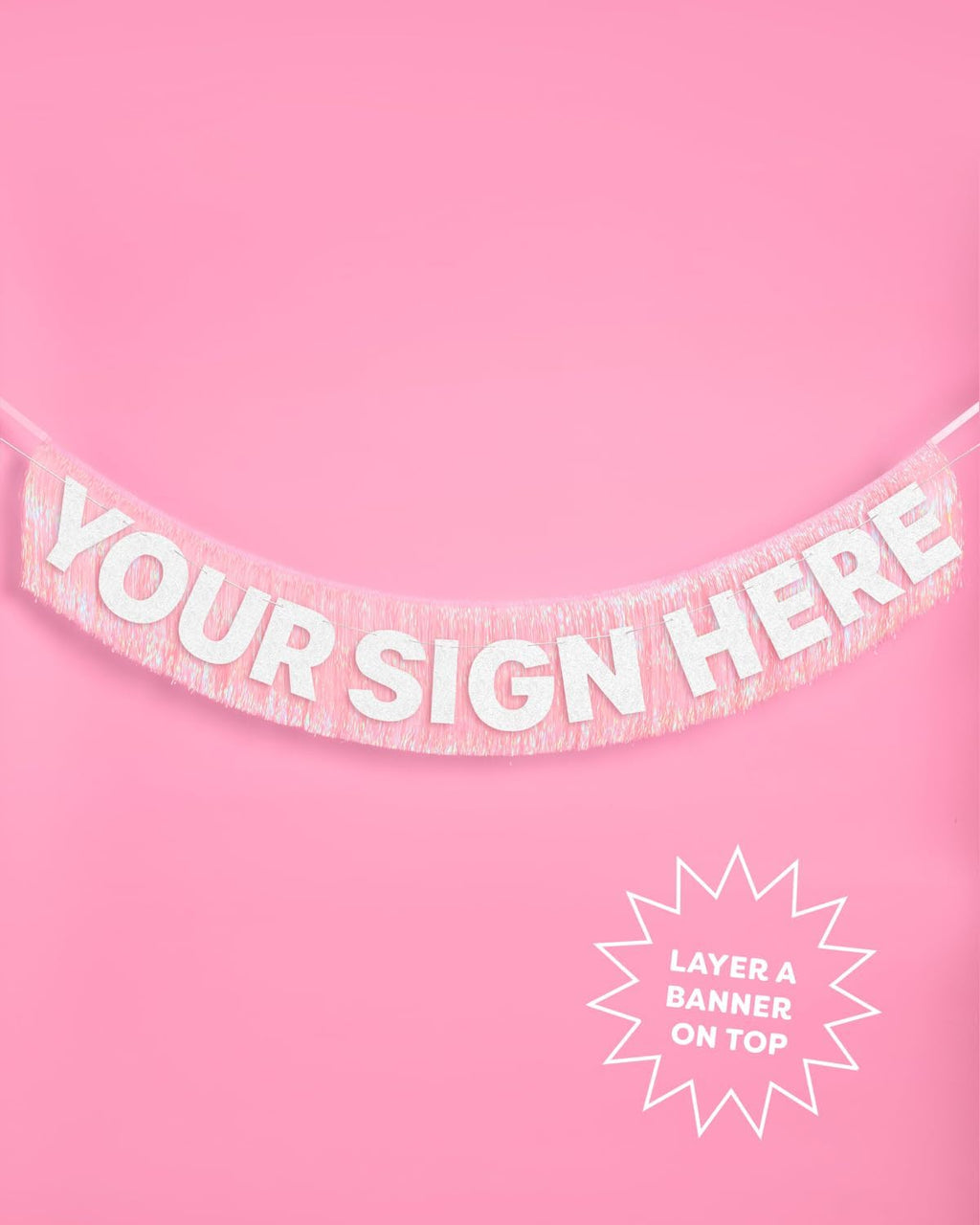 Party Decorations Light Pink Fringe Banner - 4 ft. | Bachelorette Party Supplies, Birthday Photo Booth, Bach Decor
