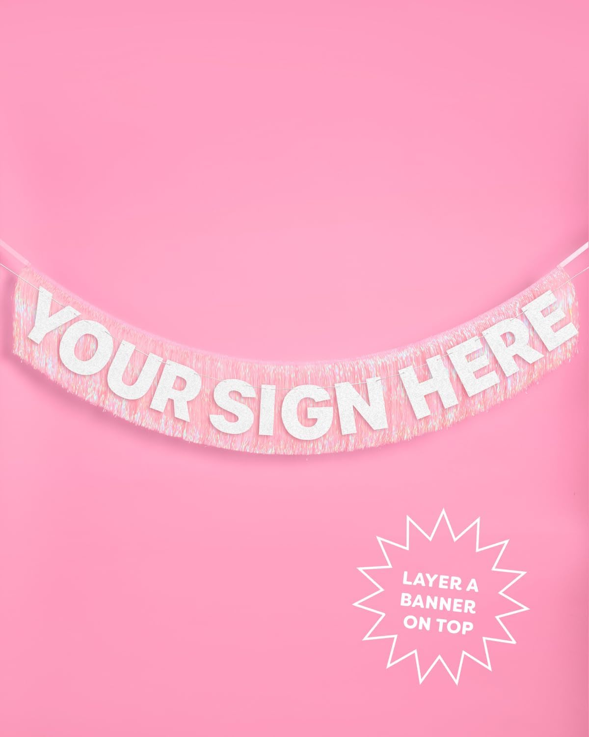 Party Decorations Light Pink Fringe Banner - 4 ft. | Bachelorette Party Supplies, Birthday Photo Booth, Bach Decor