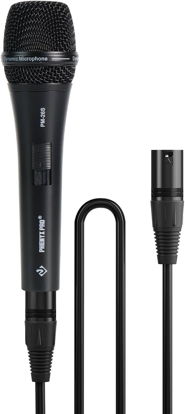 Supercardioid Handheld Dynamic Microphone with XLR Cable PM-26S | On/Off Switch, Built-In Foam Filter, All-Metal