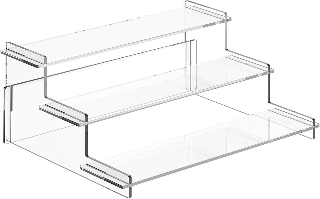 Acrylic Risers Display Stand, 3 Tier Cupcake Holder, Perfume Organizer | Clear Display Shelf for Figures and