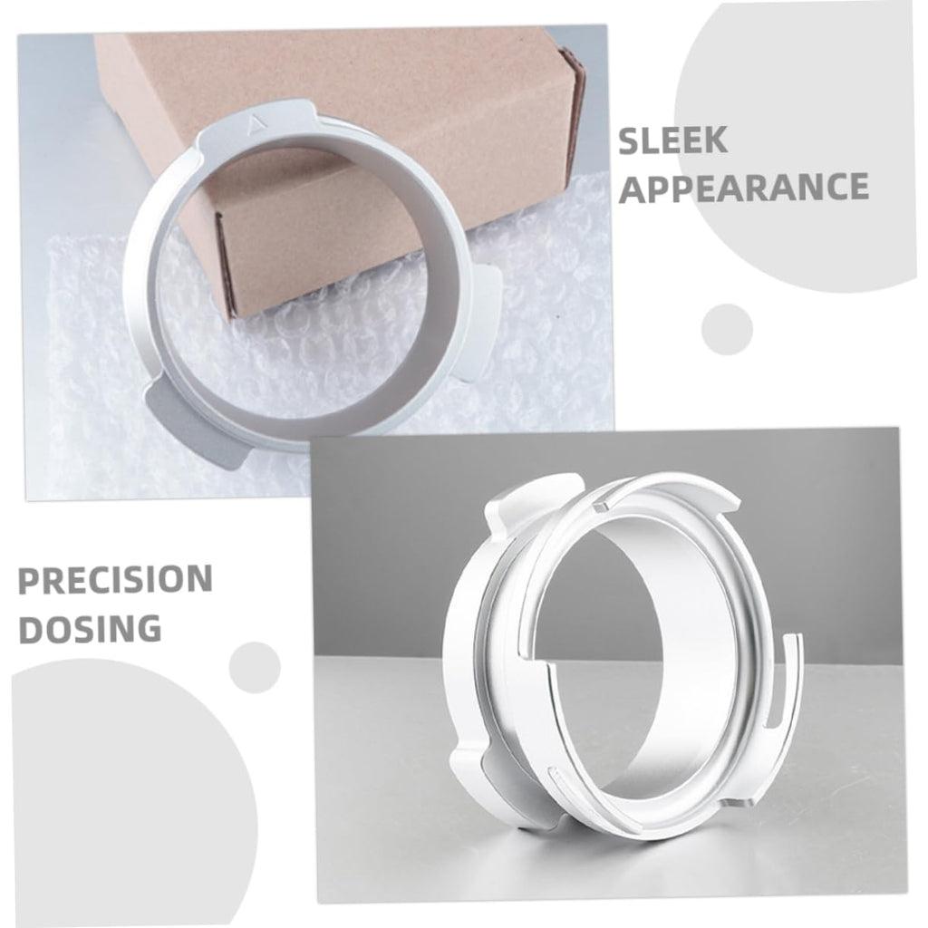58mm Powder Dosing Ring for Coffee Machine Handle, Silver Alloy