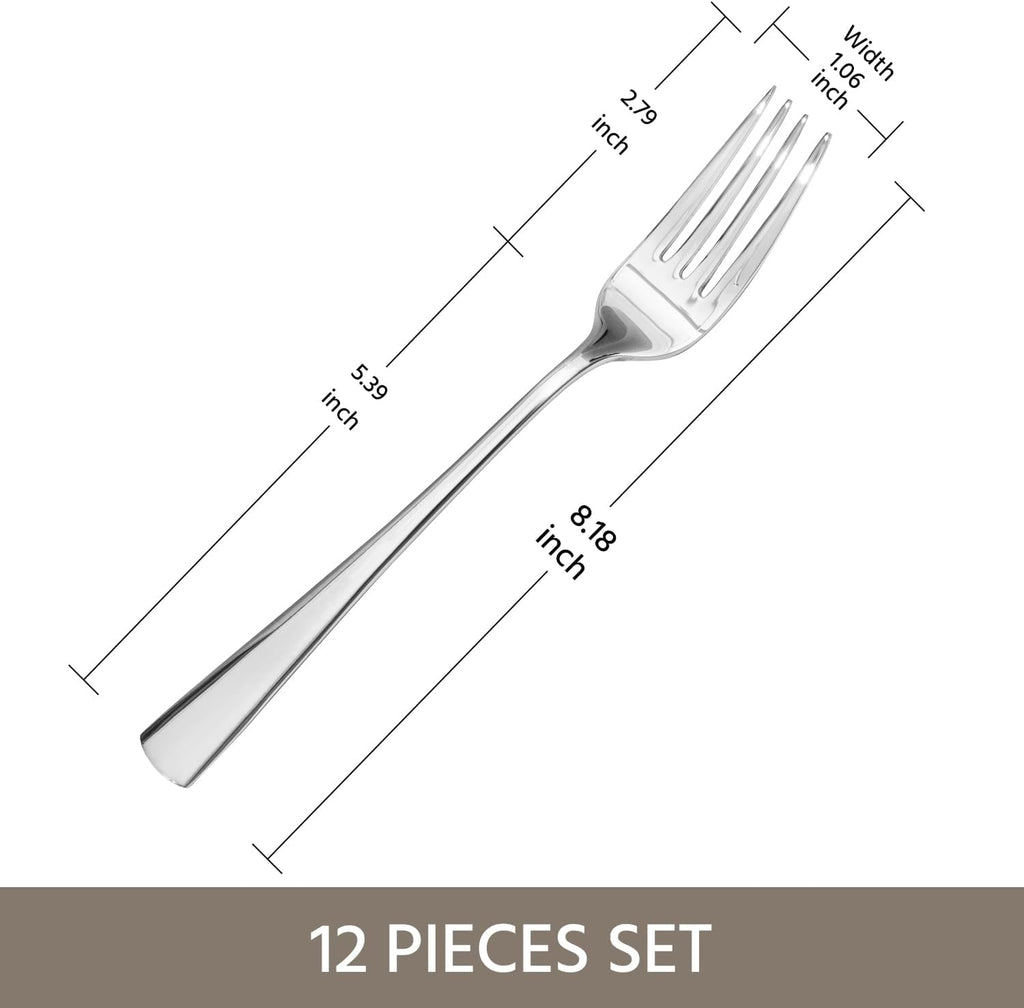 Forks 12 Piece Dinner Forks Set, 18/10 Stainless Steel, 8.18 Inch