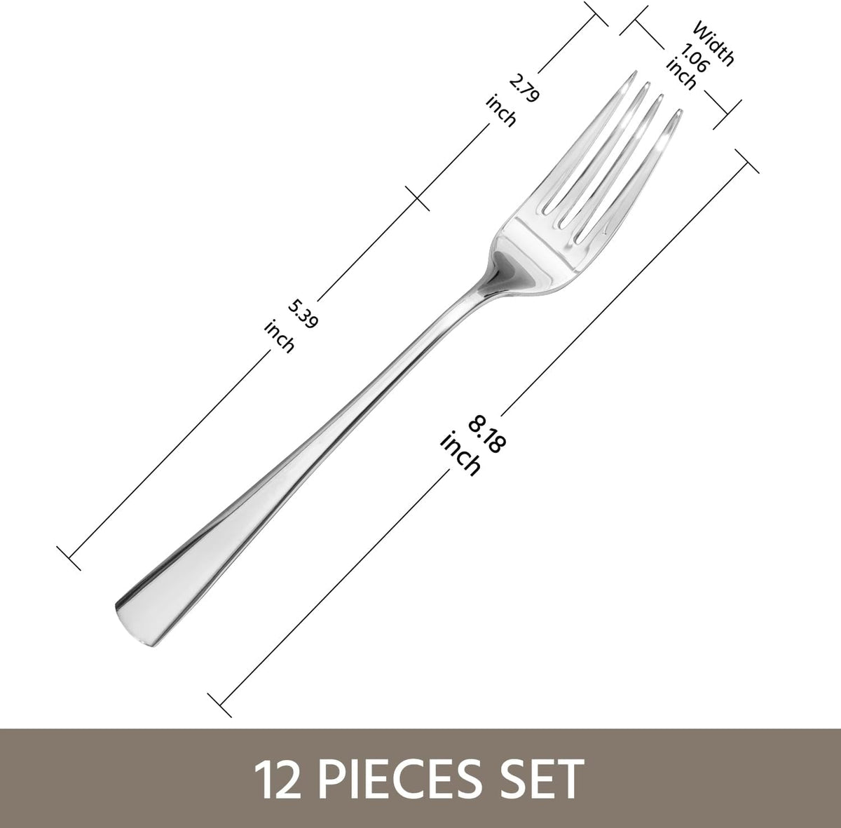 Forks 12 Piece Dinner Forks Set, 18/10 Stainless Steel, 8.18 Inch