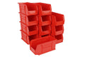 11" x 5.5" x 5" (12 Pack) Plastic Stackable Storage Bin, Red