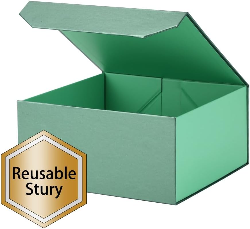 Green Large Magnetic Gift Box with Lid 13x11x5.3 In 1 Pack