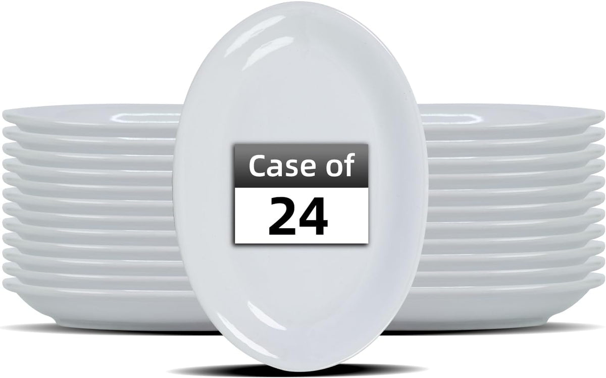 Restaurant Value, Stoneware Coupe Shape Oval Platter 9.75" x 7.25", Bright White, Case of 24