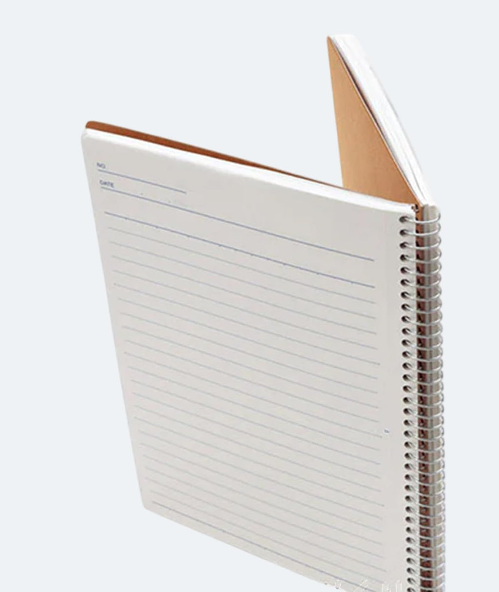 Spiral Note Basic Notebook, 160 Pages, A4, 5mm Graph Paper | 8.27"x11.69" Grid, Kraft Cover, Twin-Wire Bound To Lay