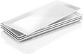 14.5" Rectangular Plates Set of 4 - Long Serving Trays for Sushi, Pasta, Chips, Appetizer, Cake - White Ceramic