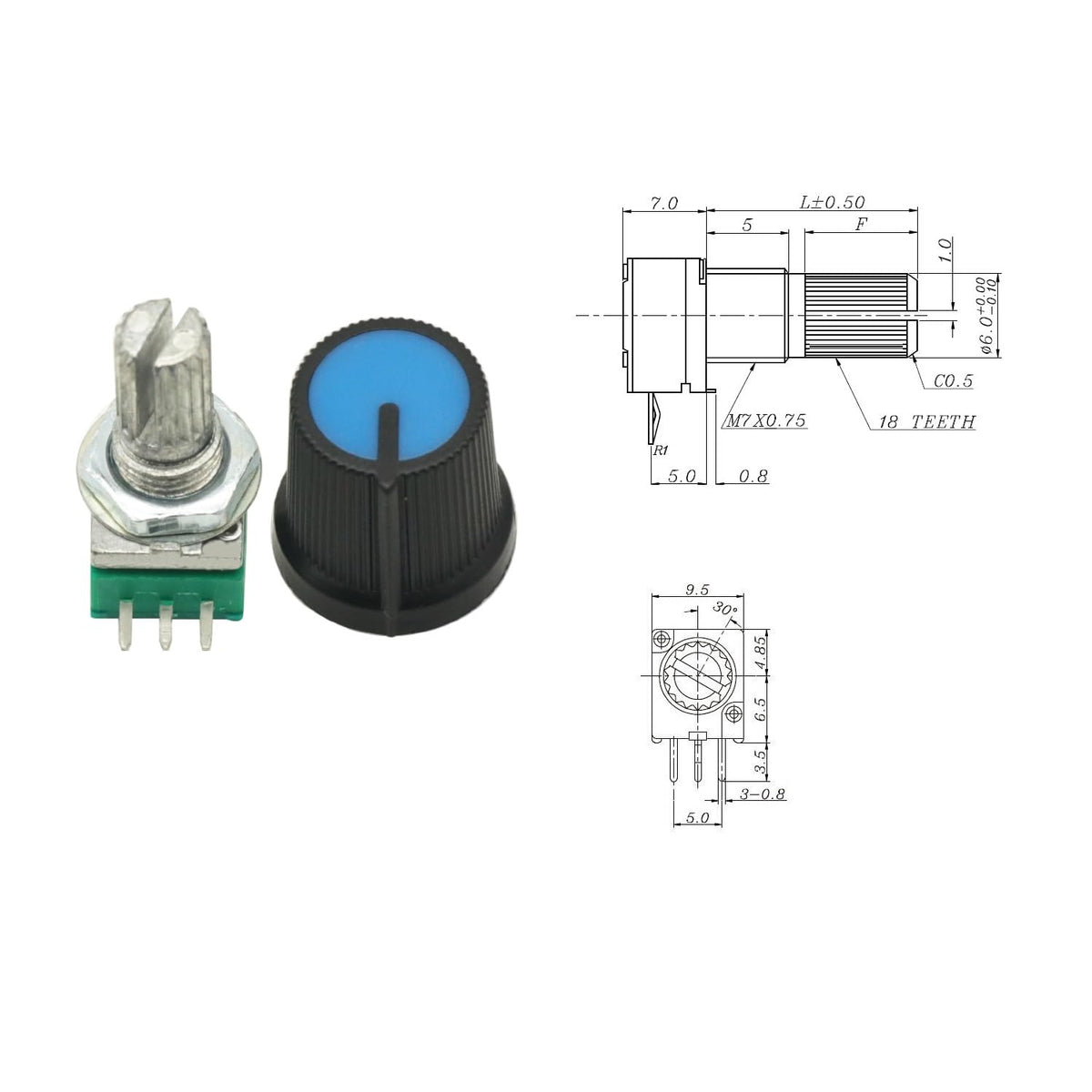 10PCS 3pin 10K Potentiometer Single Linear B Type B10K ohm Rotary Potentiometer
