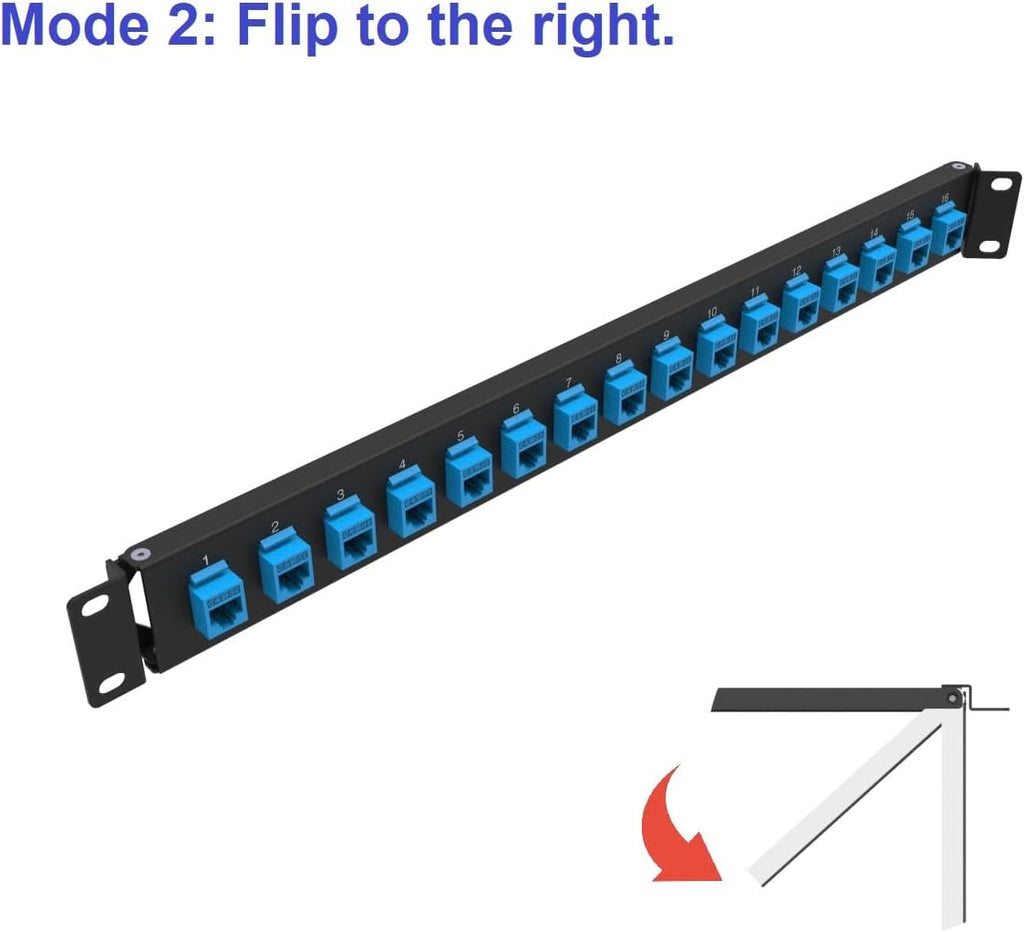 1U Hinged 16 Port Blank Keystone Patch Panel, Steel