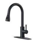 FORIOUS Black Kitchen Faucet with Pull Down Sprayer, Stainless Steel