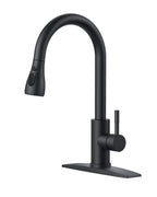 FORIOUS Black Kitchen Faucet with Pull Down Sprayer, Stainless Steel