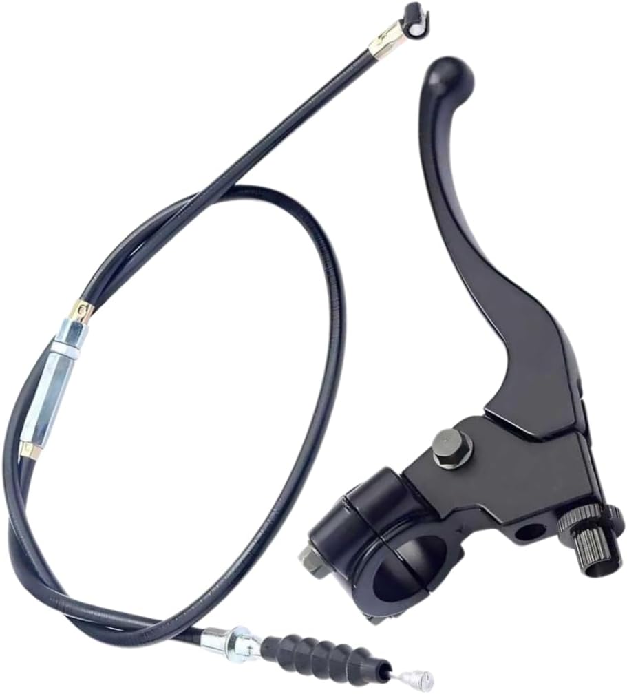 1 Set 7/8" Motorcycle Left Clutch Lever Handle Cable, Heavy-Duty Alloy Handle & Pull Cable for 50-150 cc, Anti-Breakage Anti-Rust Clutch Lever Kit, Replacement for Motorcycles ATVs (Black)