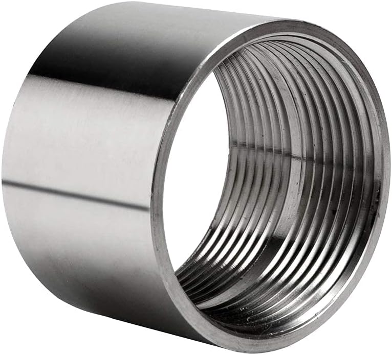 Quickun 304 Stainless Steel Pipe Coupling Fitting, 3" x 3" Female Pipe Coupler Connector Adapter Fitting (2" Length)