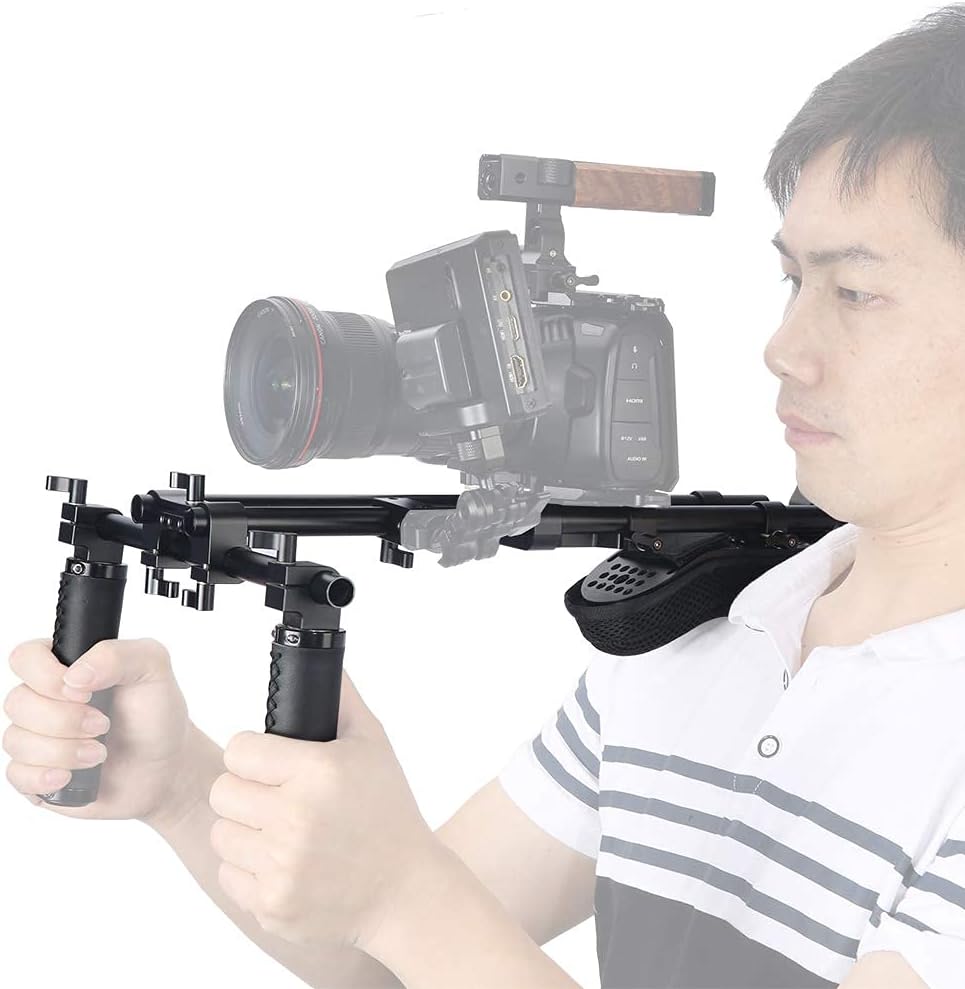 15mm Shoulder Pad Support System for DSLR Camera Cinema Camcorder, Shoulder Mount Rig with Base Plate, Aluminum Alloy