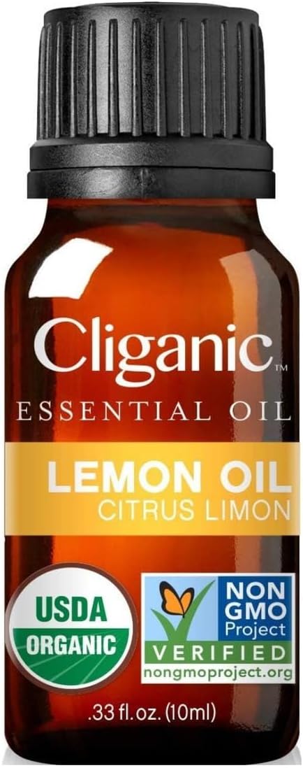 USDA Organic Lemon Essential Oil, 100% Pure & Natural | Undiluted, for Aromatherapy, Household Cleaning | Non-GMO