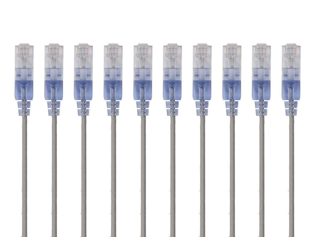 Cat6A Ethernet Patch Cable - Snagless RJ45, 550Mhz, 10G, UTP, Pure Bare Copper Wire, 30AWG, 10-Pack, 1 Feet, Blue