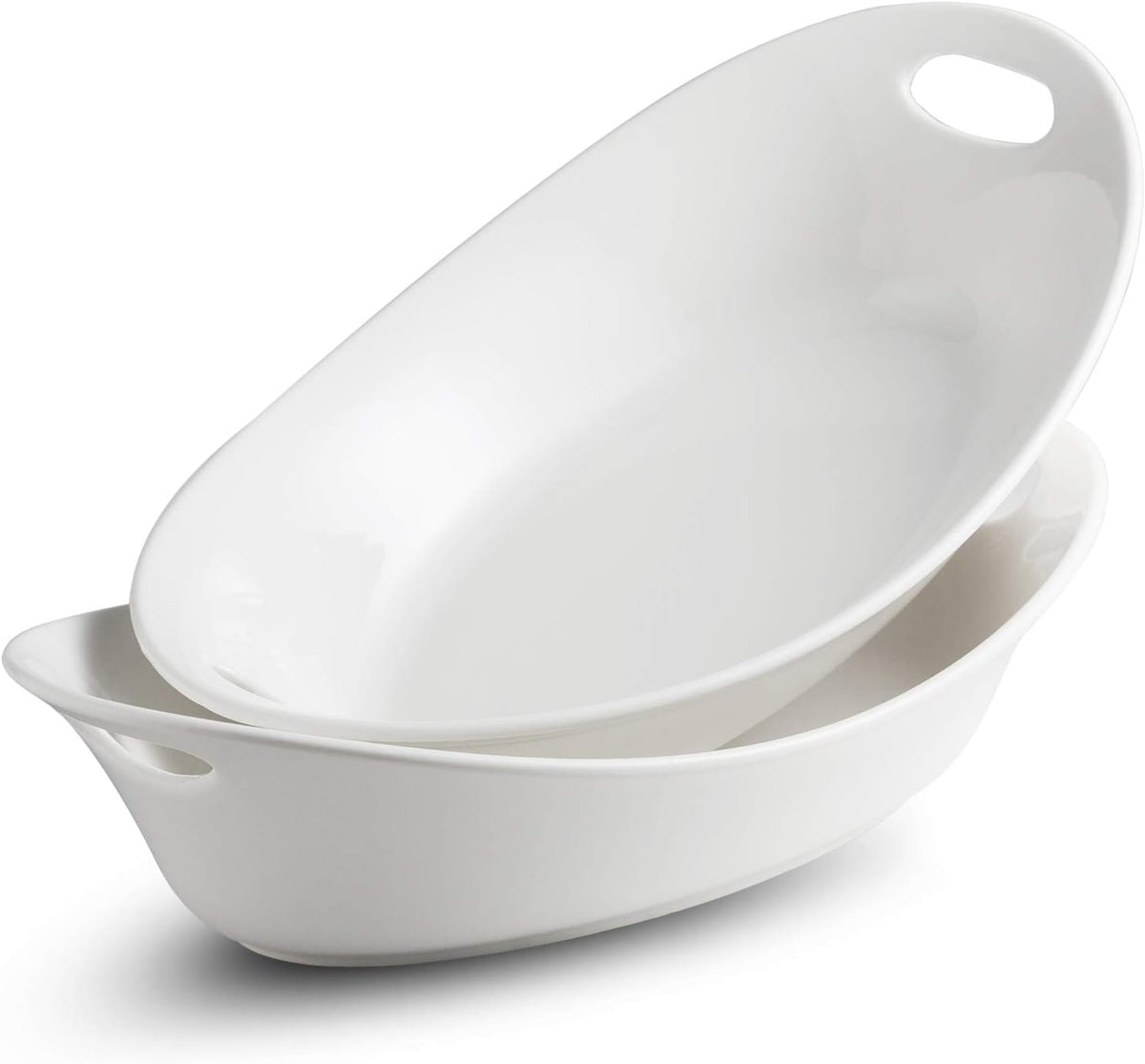 Large Serving Bowl with Handles, Oval Serving Platter Set of 2