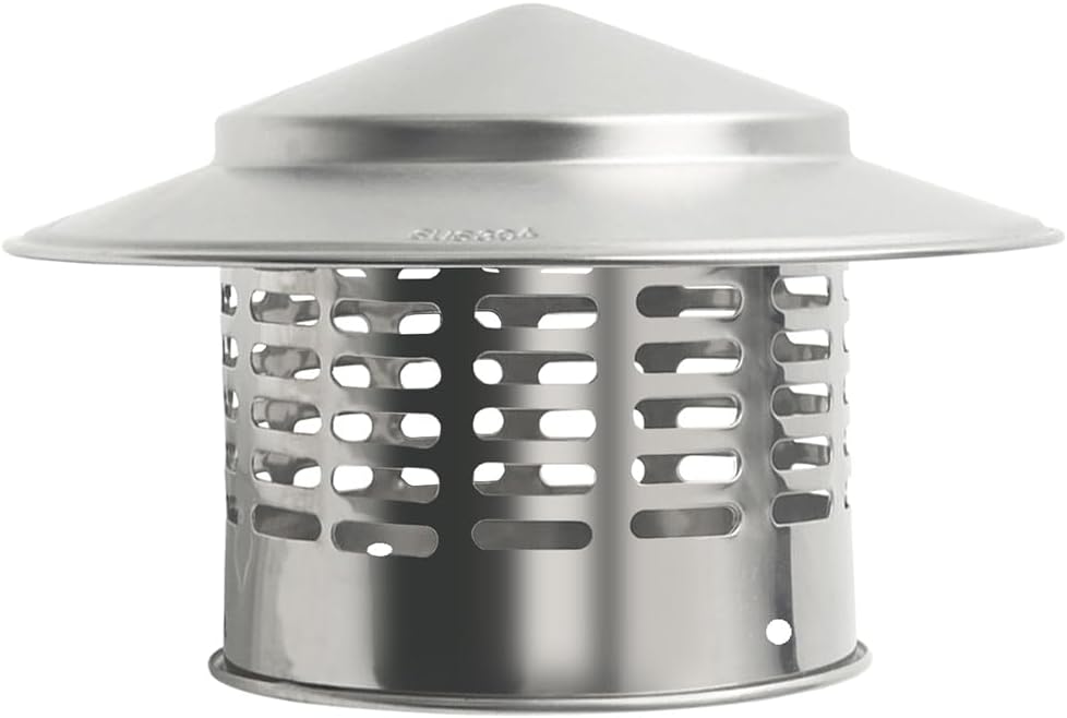 4" Round Chimney Caps, Tapered Top Chimney Cap with Screen, All Weather Chimney Caps Roof Top Round Roof Vent