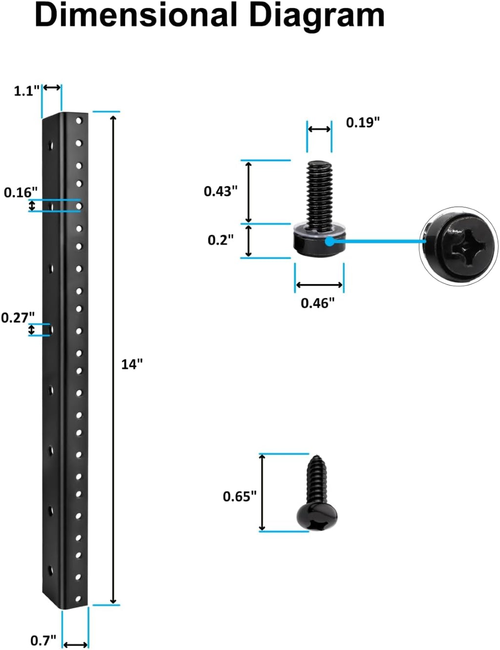 8U Server Rack Rails Pair with Mounting Screws