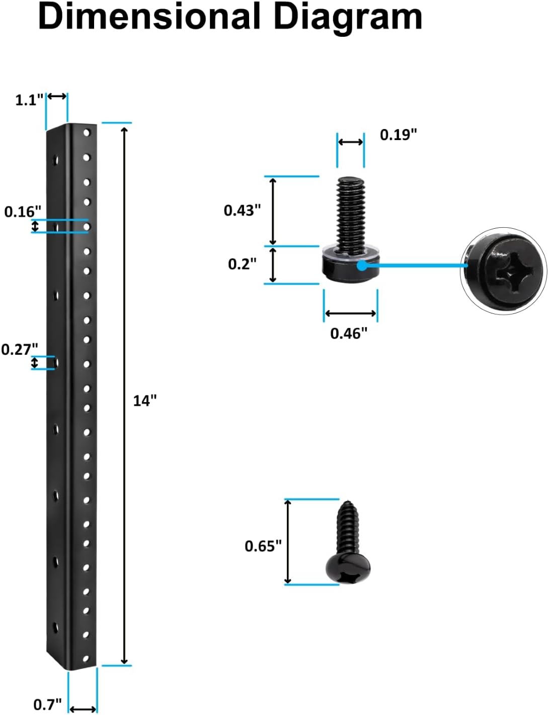 8U Server Rack Rails Pair with Mounting Screws