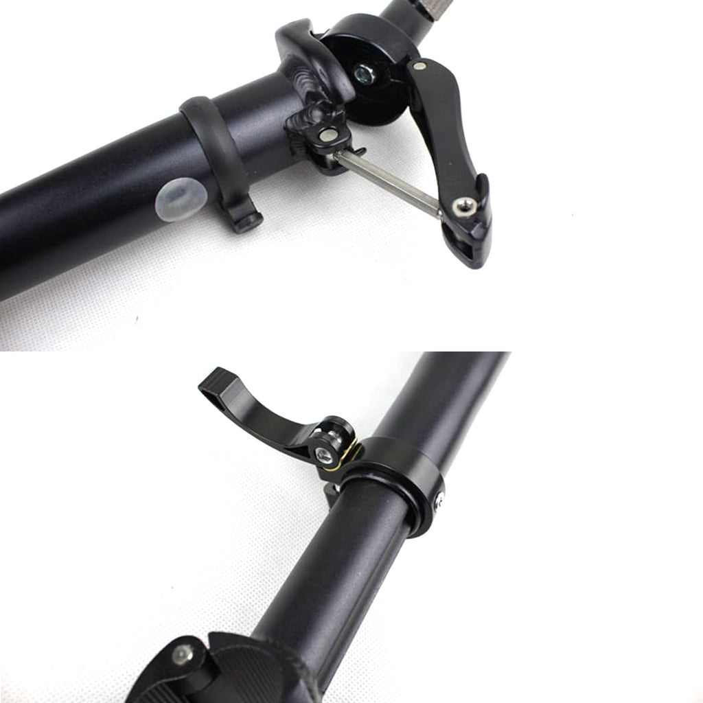 Left Folding Bike Stem 25.4mm with Teeth Adjustable Height Black