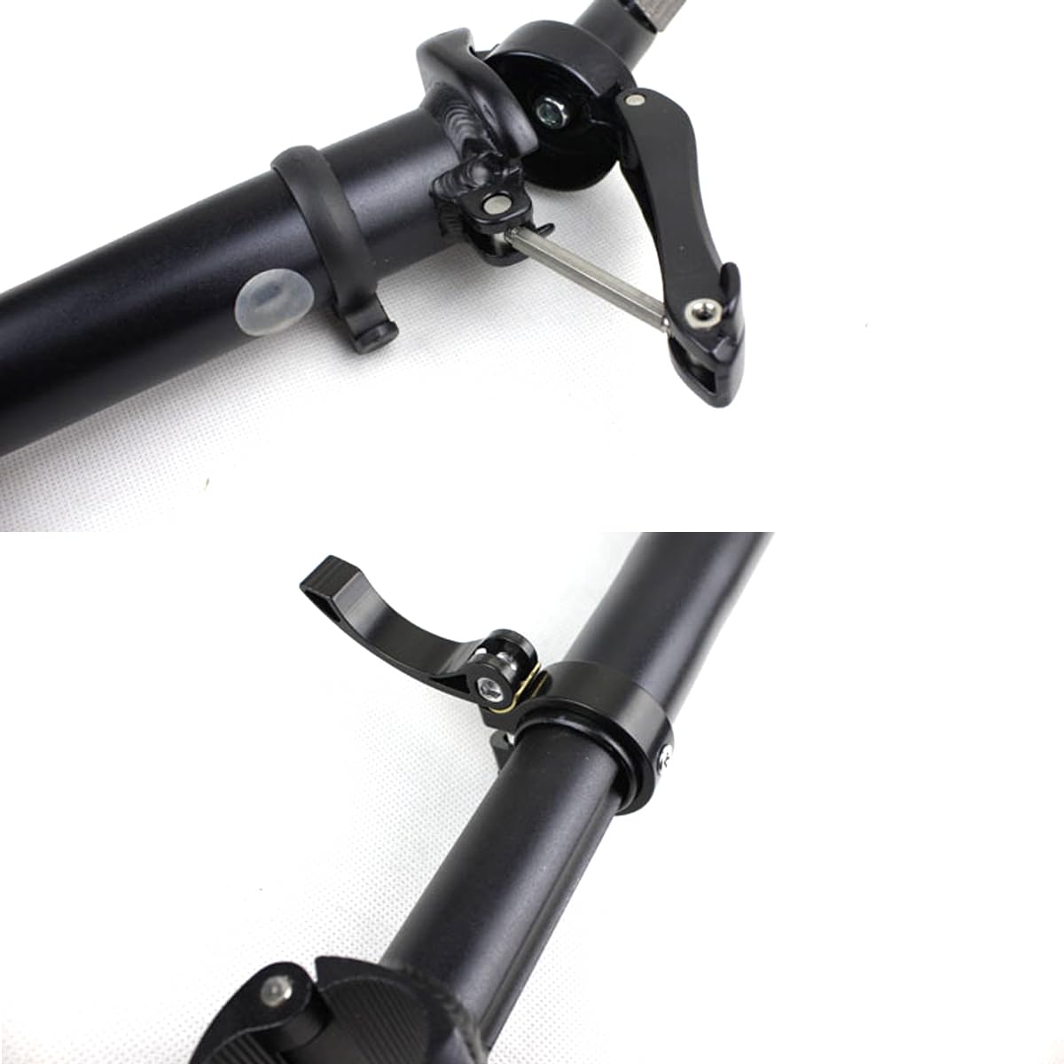 Left Folding Bike Stem 25.4mm with Teeth Adjustable Height Black