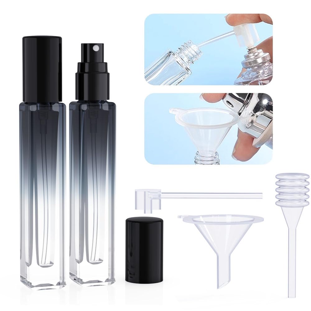 5PCS Cologne Atomizer Empty, 10ML Mini Perfume Bottles Refillable With Dispenser Tools, Pocket Spray Bottle for