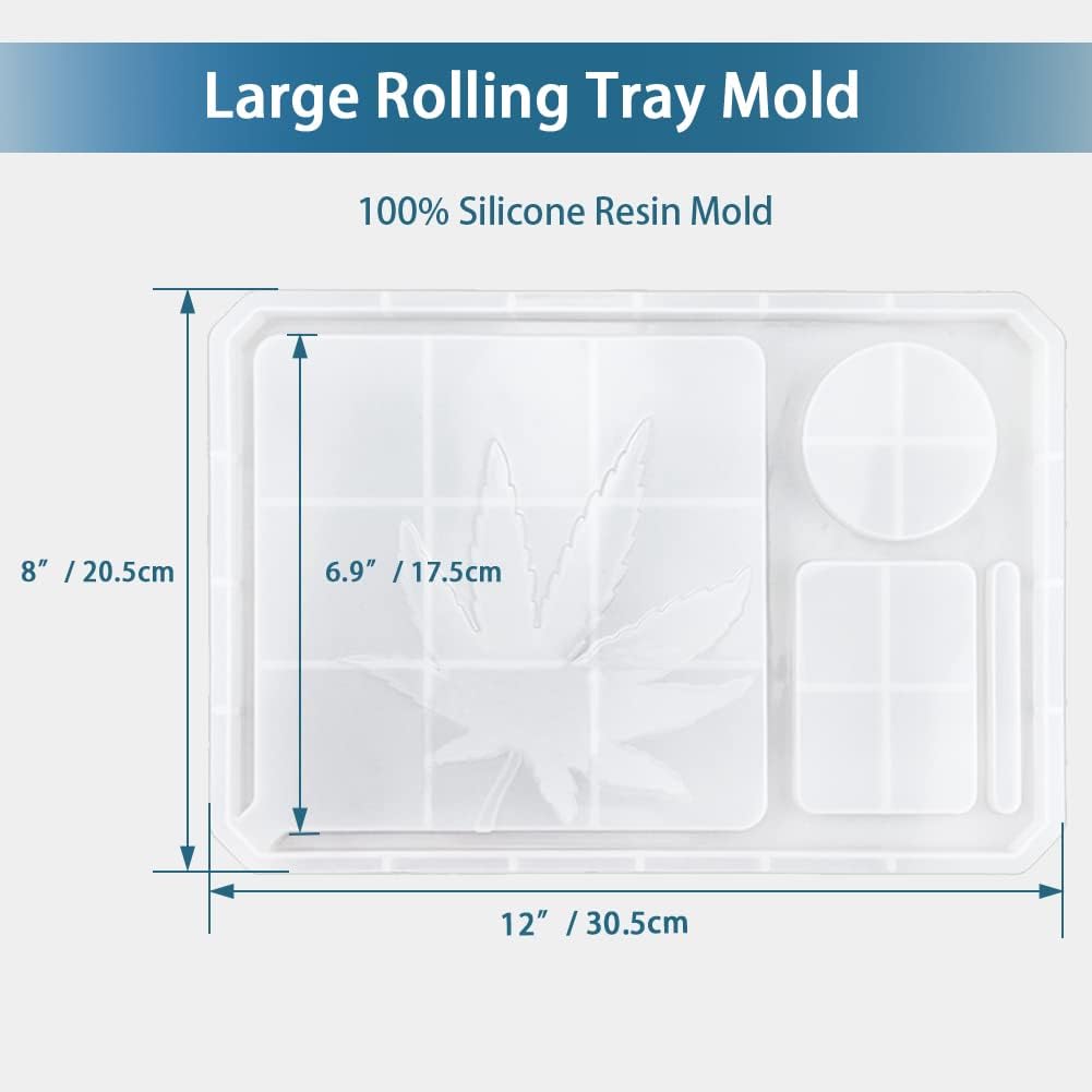 Silicone Resin Casting Molds Pack of 5 | Epoxy Resin Molds with Large Rolling Tray & Herb Grinder Mold for DIY Resin