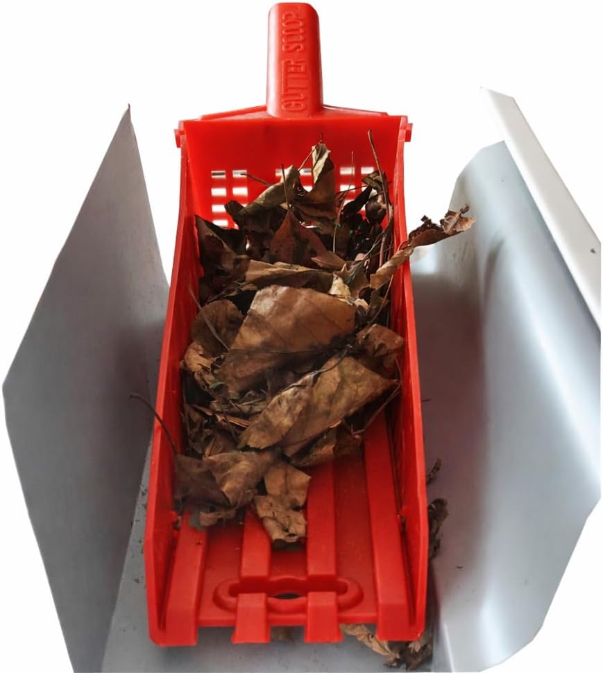 Gutter Scoop Gutter Cleaning Tool for Standard gutters, Under Gutter Guards, Teeth to Scrape Debris (Red)
