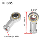 HiPicco PHSB5 Rod End Bearing, 2pcs 5/16-inch Bore Pre-Lubricated 5/16-24 Female Thread Right Hand Heim Joint
