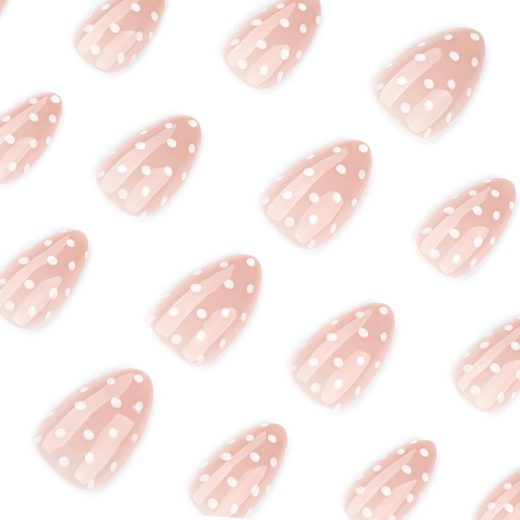 Press on Nails - Short Almond, Cute Polka Dot