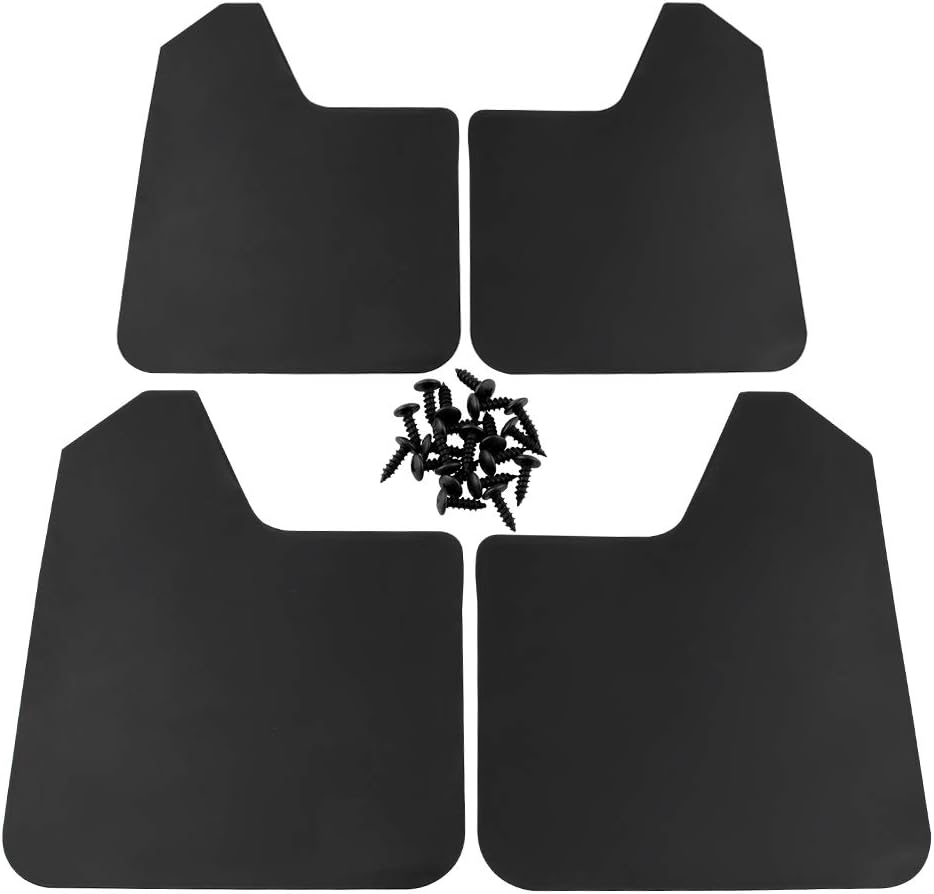 Universal Basic Mud Flaps Set Black Car Mudguard Splash Guards with Accessories for Trucks Cars SUVs Vans