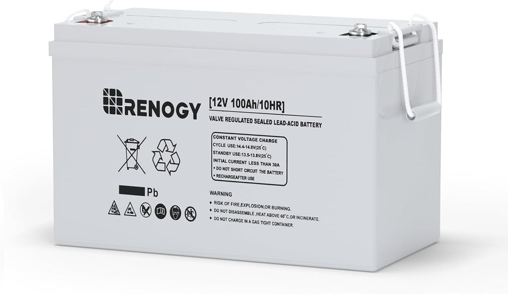 12 Volt 100Ah Deep Cycle AGM Battery, Lead Acid Solar Battery | 3% Self-Discharge Rate, 1100A Max Discharge Current