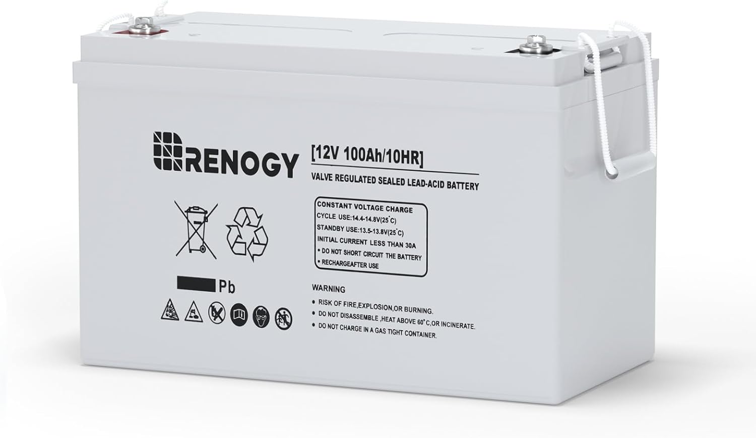 12 Volt 100Ah Deep Cycle AGM Battery, Lead Acid Solar Battery | 3% Self-Discharge Rate, 1100A Max Discharge Current