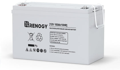 12 Volt 100Ah Deep Cycle AGM Battery, Lead Acid Solar Battery | 3% Self-Discharge Rate, 1100A Max Discharge Current
