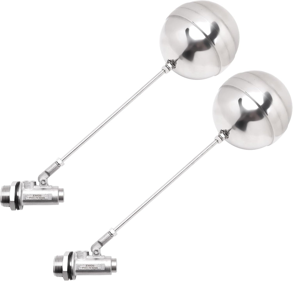 Stainless Steel Float Ball Valves - 1" NPT Male Thread Flow Control Float Sensor Valve Automatic Water Level Control Float For Tank Pond Water Tower (pack of 2)