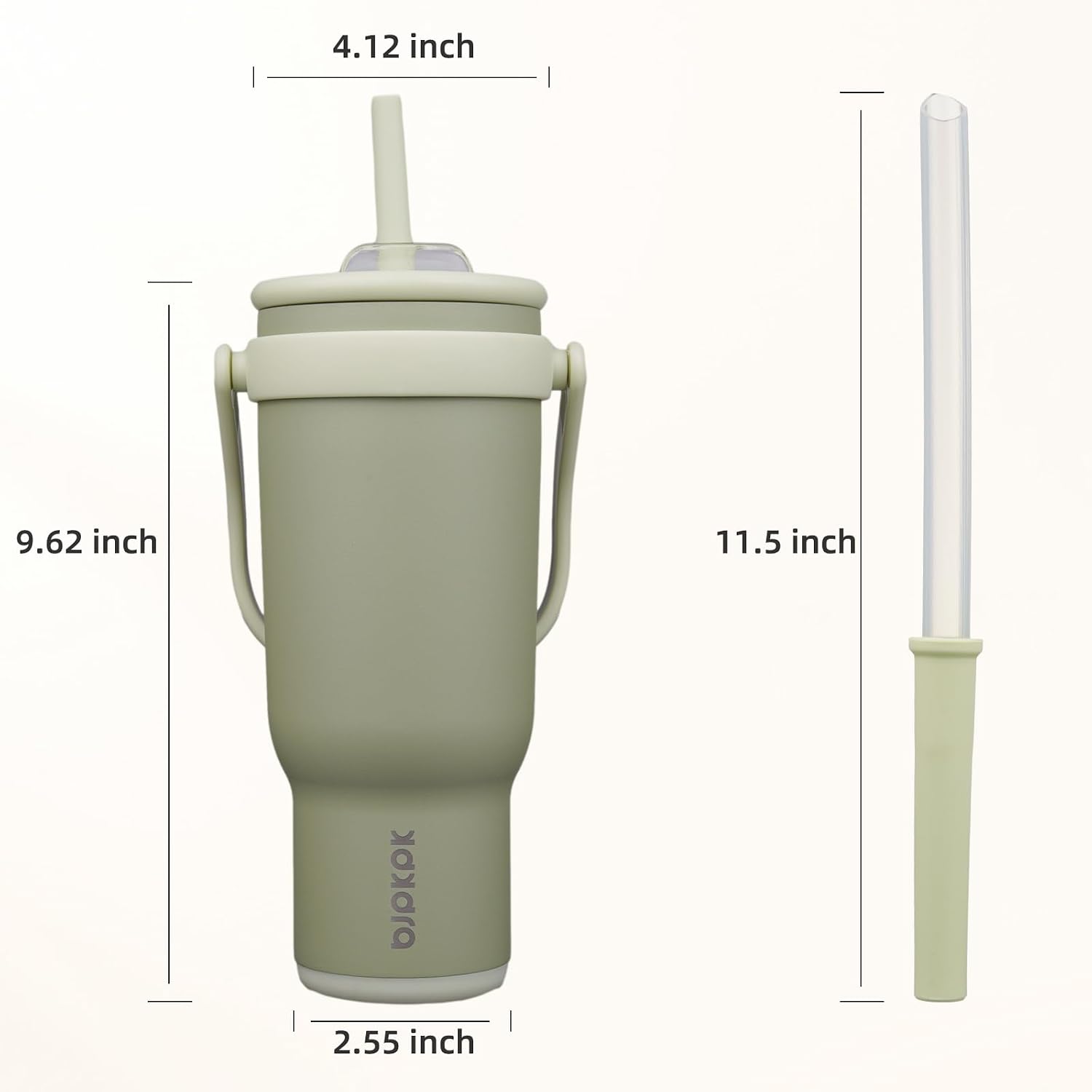 40 oz Insulated Water Bottle with Handle & Straw, Stainless Steel | Double Wall Vacuum, Leak Proof, Sweatproof, Wide