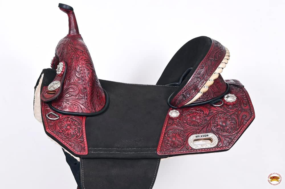 Western Treeless Trail Barrel Saddle Mahogany 14in