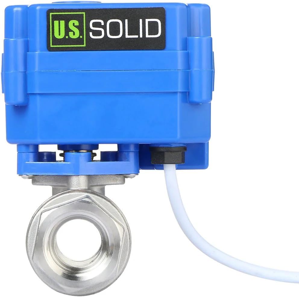 U.S. Solid Motorized Ball Valve- 1/2" NSF Certified 304SS Ball Valve with Full Port, 9-24V AC/DC and 2 Wire Auto Return Setup