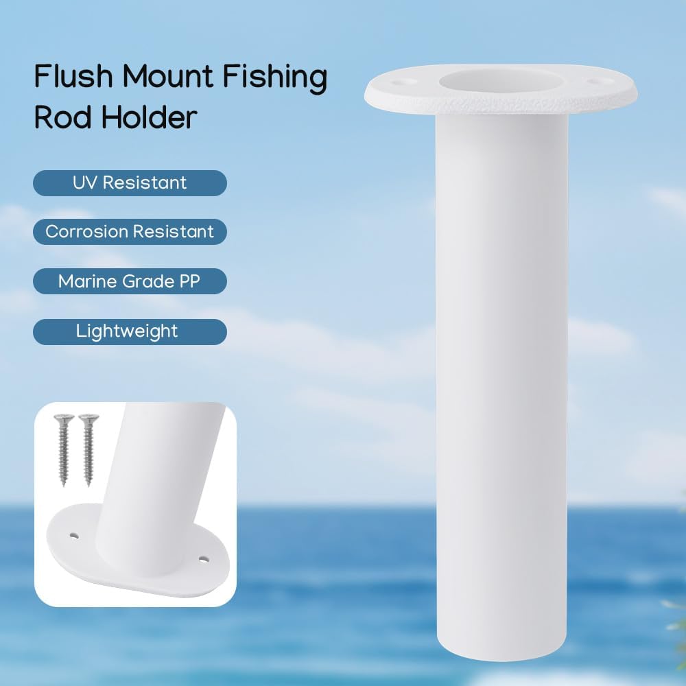 Fishing Rod Holder Plastic with UV 90 Degree Flush Mount 2PCS for Yacht and Boats