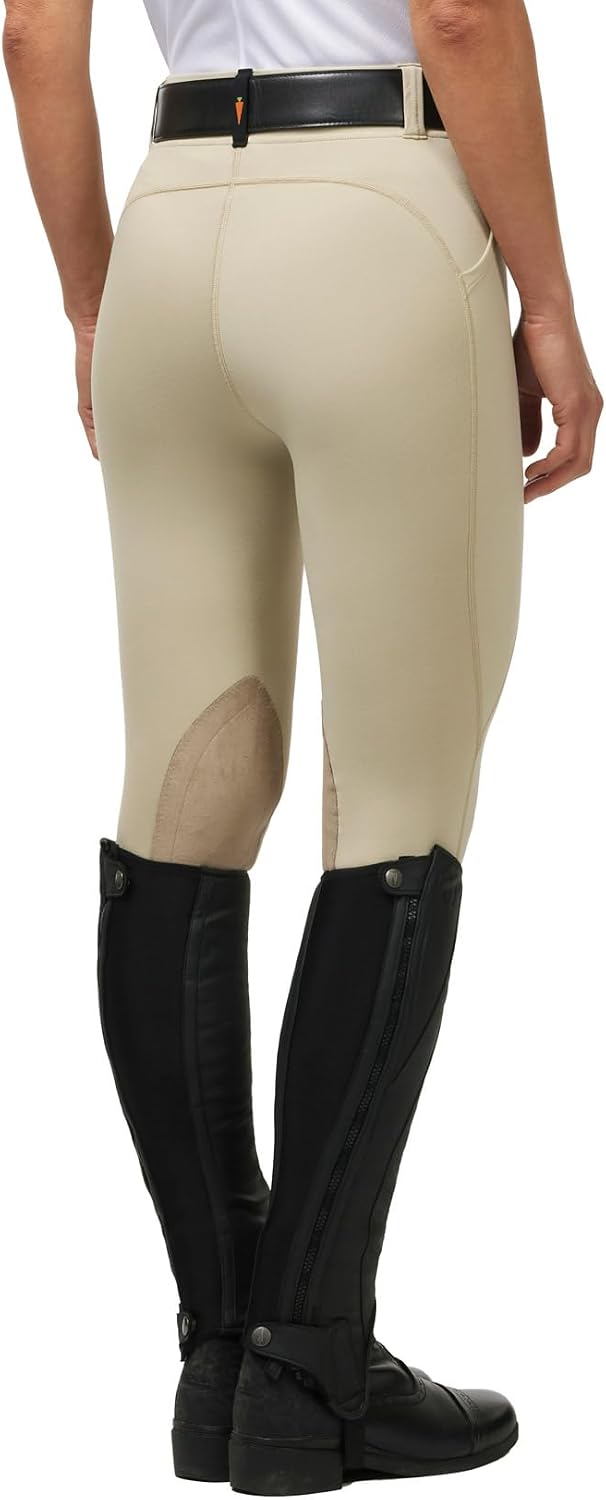 Women's Performance Knee Patch Horse Riding Tights – Breathable Lightweight Equestrian Schooling Leggings, Pockets