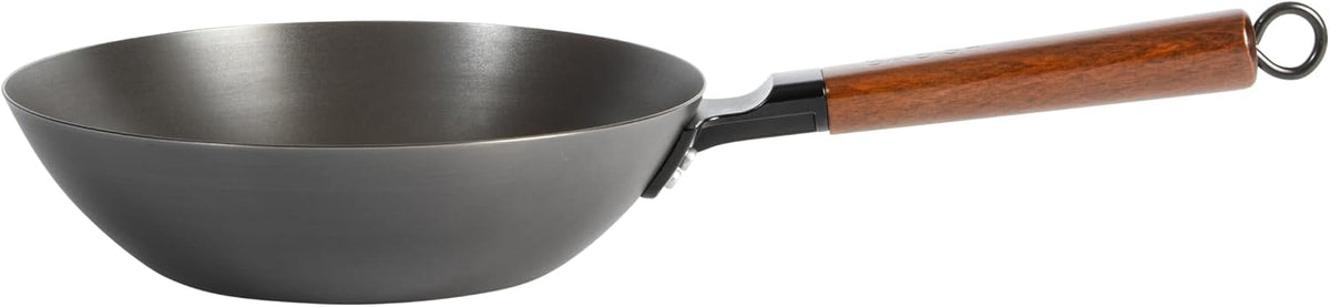 9.5 Inch Carbon Steel Wok Pan, Flat Bottom Stir Fry Pan, Induction