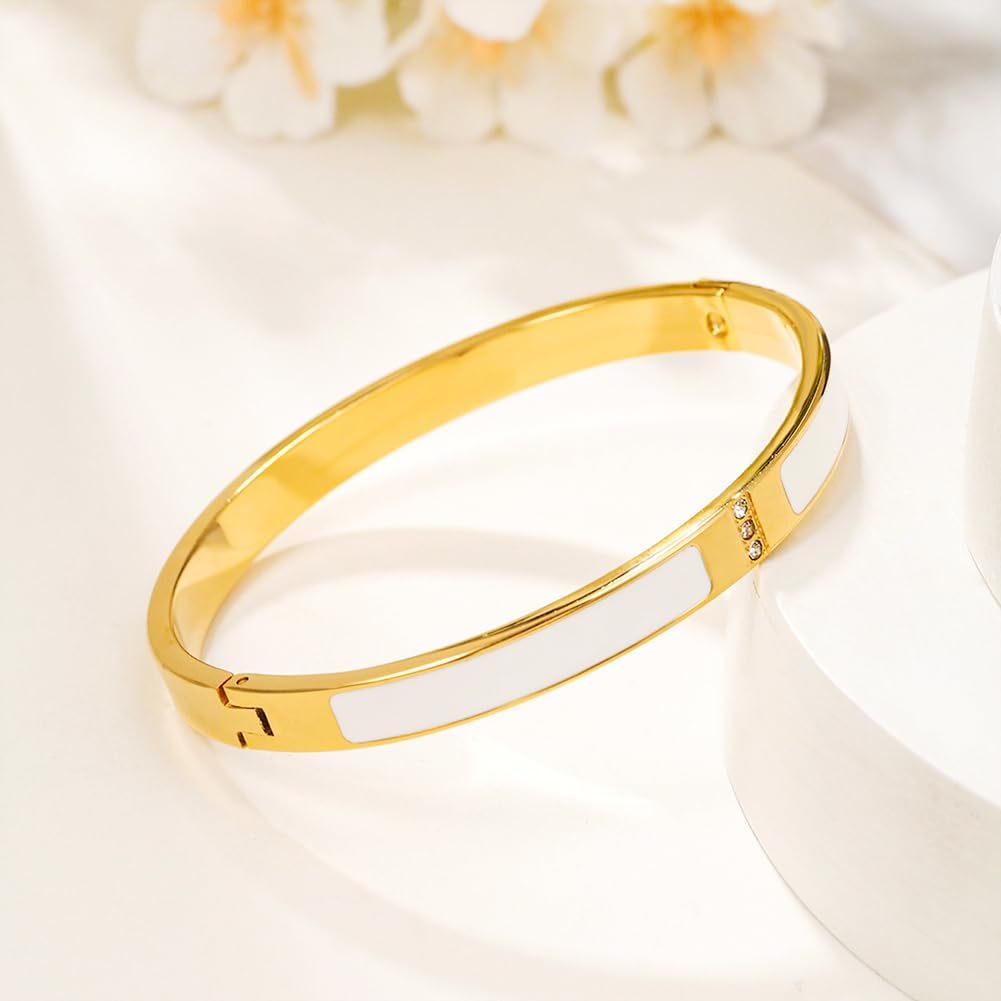 Stainless Steel Crystal Cubic Zirconia Bracelet 18K Gold Plated Women Bracelet Titanium Steel Bangle