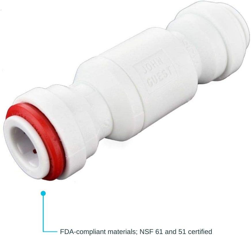 John Guest 3/8 Inch Imperial Single Check Valve, Push to Connect Plastic Plumbing Fitting, 3/8SCV-US