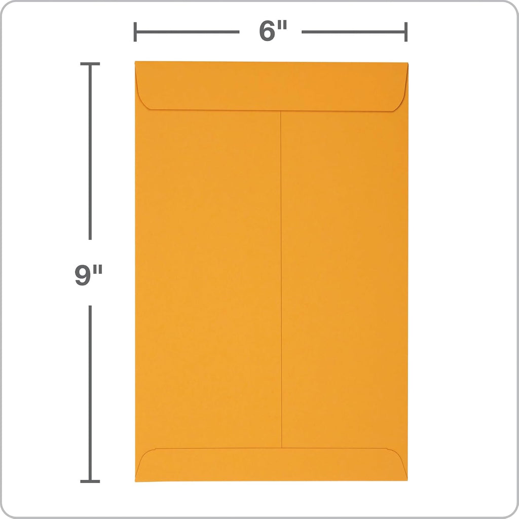 6 x 9 Catalog Envelopes with Self Seal Closure, 28 lb Brown Kraft, for Mailing Small Paper, Photos & Greeting Cards