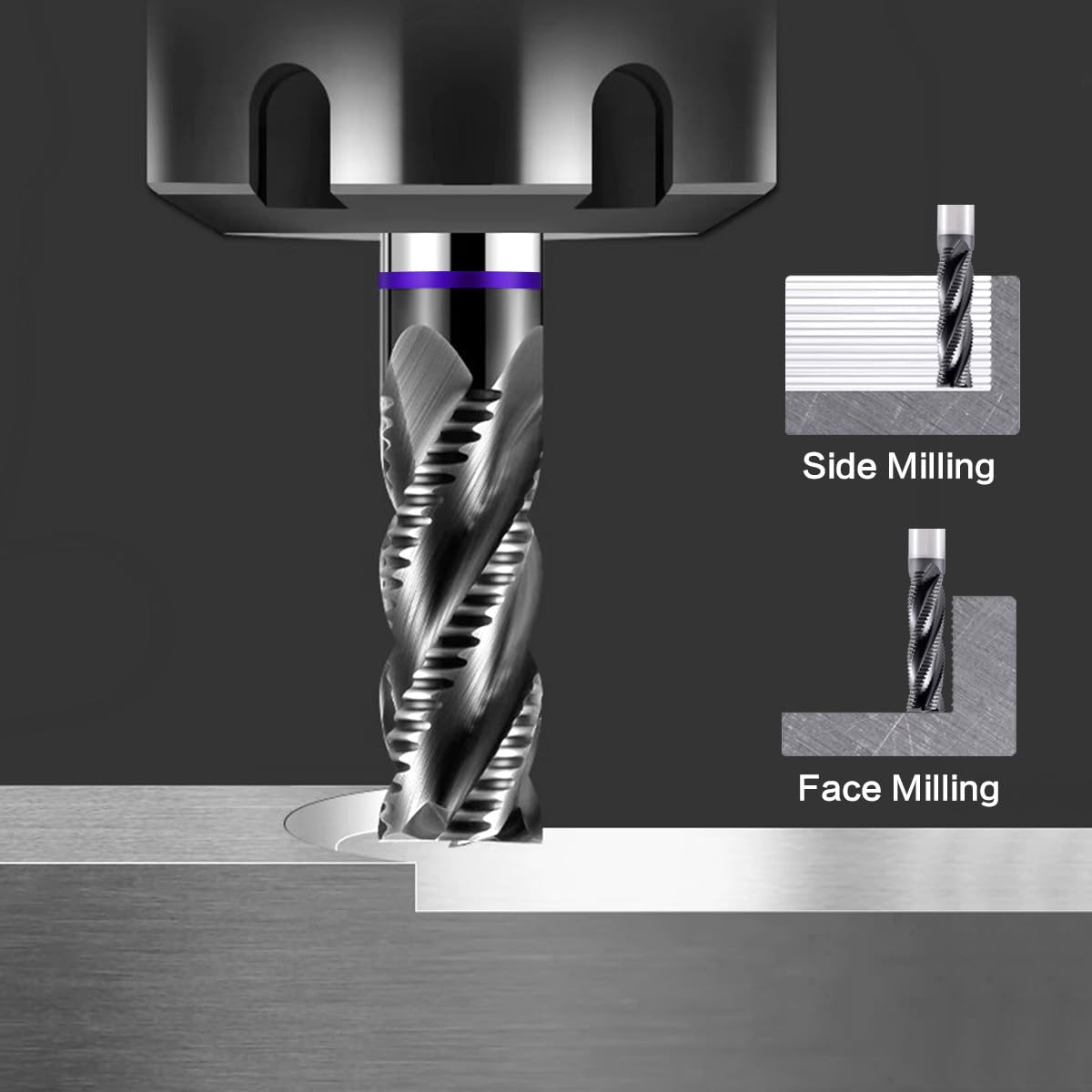 VIERDWIN 1/2" 4-Flute Carbide Roughing End Mill, Square Nose Cutter, 1-Pack